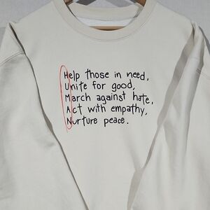Wear The Peace Cream Graphic Sweatshirt HUMAN Activisim Human‎ Rights 3XL Unisex
